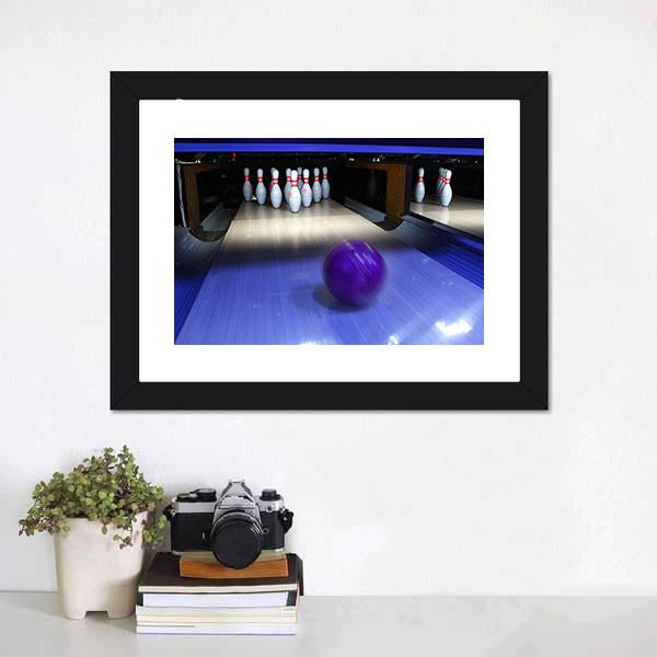 Bowling Ball & Pins Canvas Wall Art-1 Piece-Framed Print-20" x 16"-Tiaracle