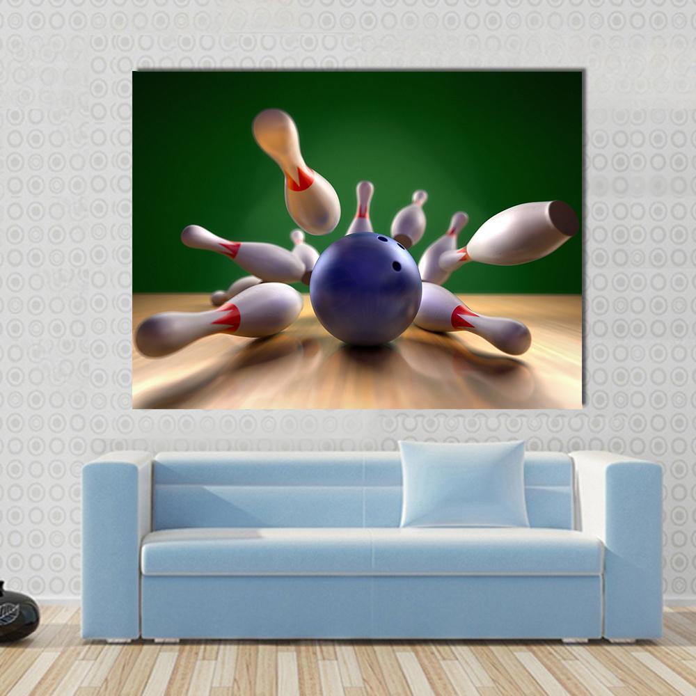 Perfect Bowling Strike Canvas Wall Art-1 Piece-Gallery Wrap-48" x 32"-Tiaracle