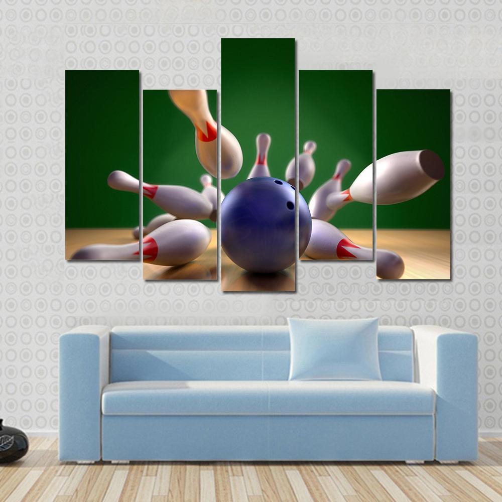 Perfect Bowling Strike Canvas Wall Art-5 Pop-Gallery Wrap-47" x 32"-Tiaracle