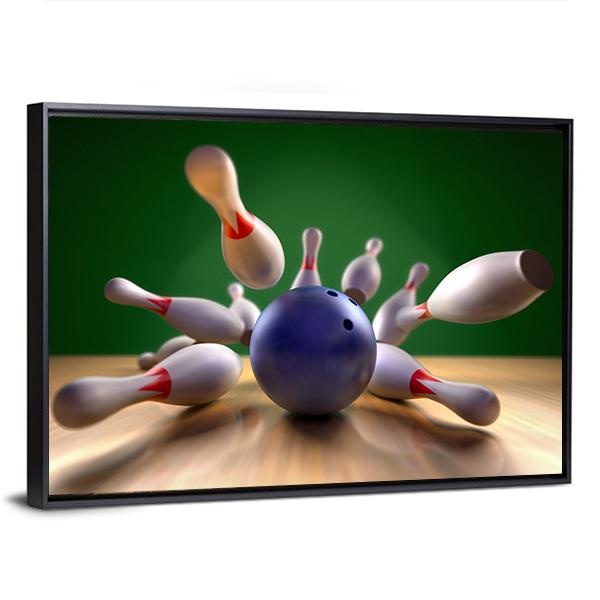 Perfect Bowling Strike Canvas Wall Art-3 Horizontal-Gallery Wrap-25" x 16"-Tiaracle