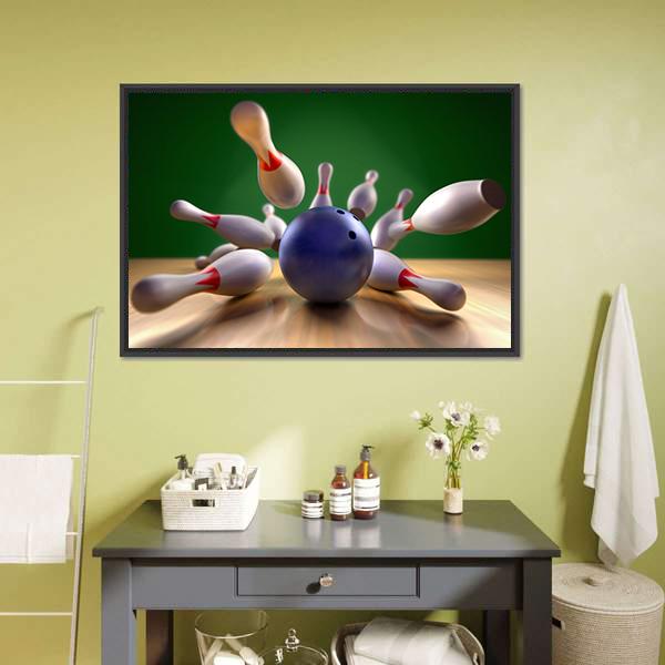 Perfect Bowling Strike Canvas Wall Art-3 Horizontal-Gallery Wrap-25" x 16"-Tiaracle