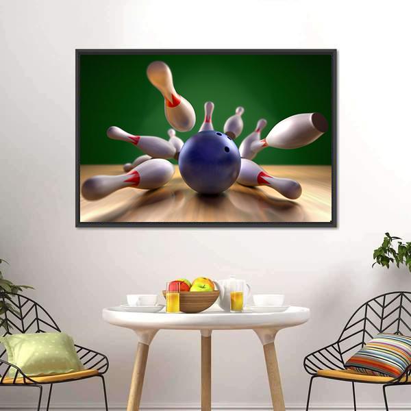 Perfect Bowling Strike Canvas Wall Art-3 Horizontal-Gallery Wrap-25" x 16"-Tiaracle