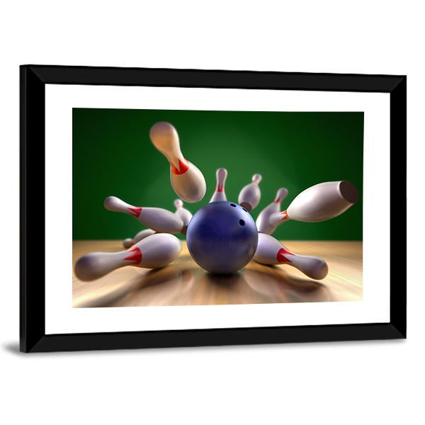 Perfect Bowling Strike Canvas Wall Art-3 Horizontal-Gallery Wrap-25" x 16"-Tiaracle