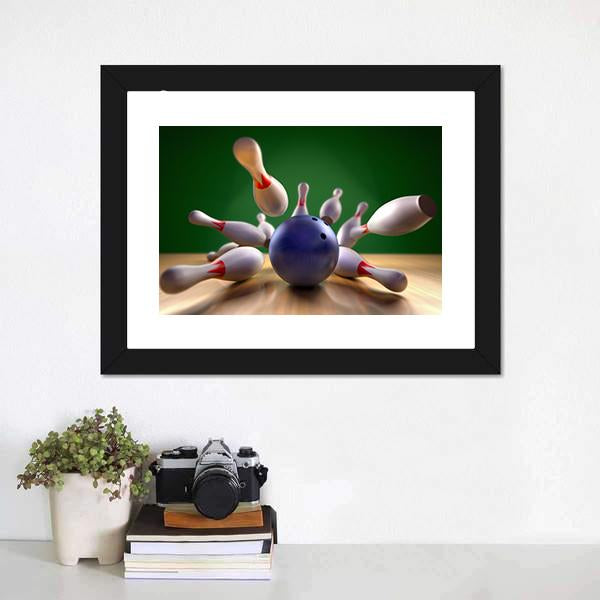 Perfect Bowling Strike Canvas Wall Art-1 Piece-Framed Print-20" x 16"-Tiaracle