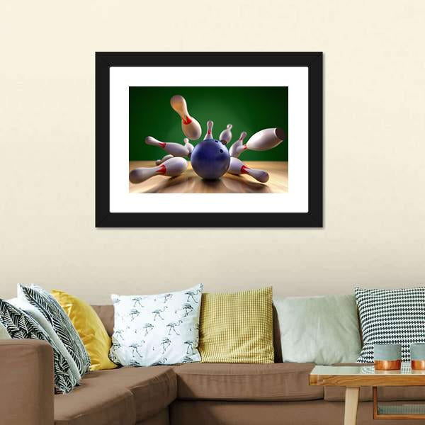 Perfect Bowling Strike Canvas Wall Art-3 Horizontal-Gallery Wrap-25" x 16"-Tiaracle