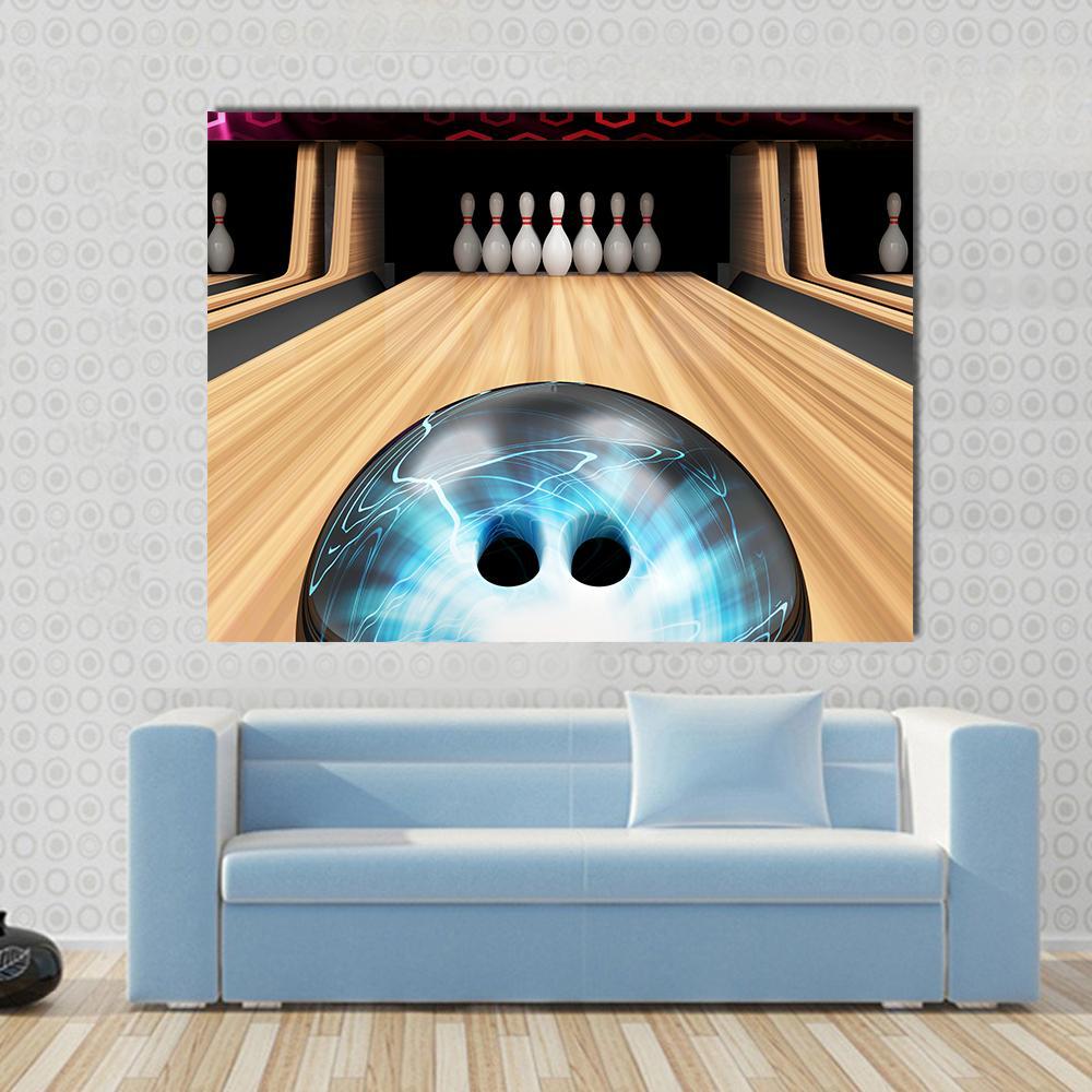 Bowling Ball Ready To Hit Canvas Wall Art-1 Piece-Gallery Wrap-48" x 32"-Tiaracle