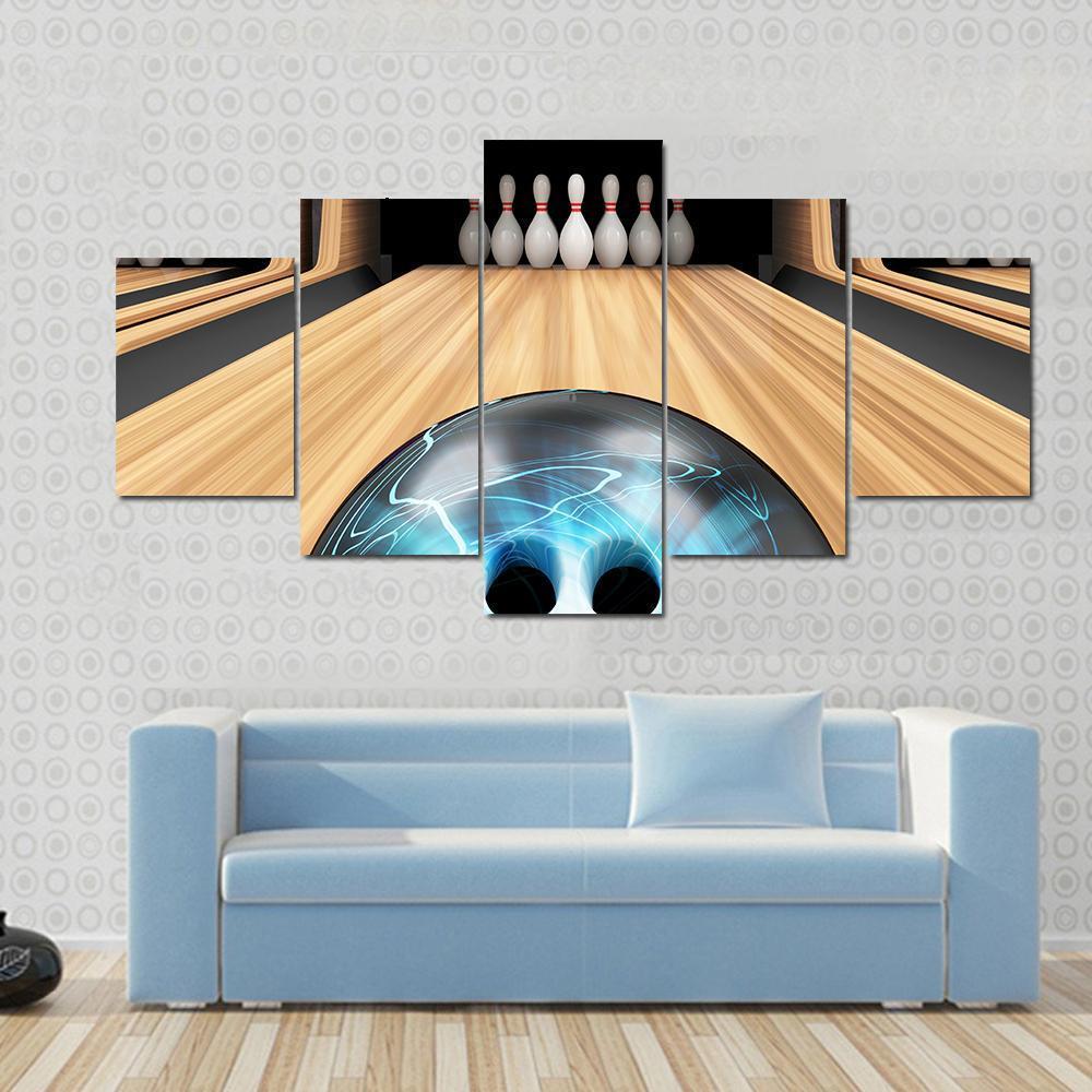 Bowling Ball Ready To Hit Canvas Wall Art-5 Star-Gallery Wrap-62" x 32"-Tiaracle