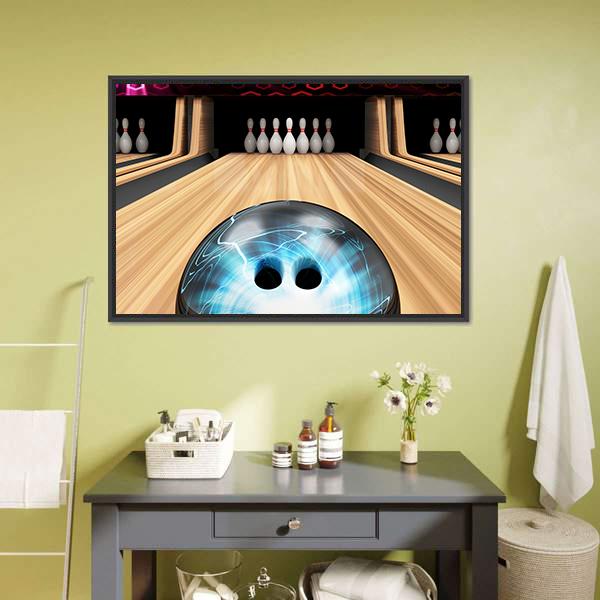 Bowling Ball Ready To Hit Canvas Wall Art-3 Horizontal-Gallery Wrap-25" x 16"-Tiaracle