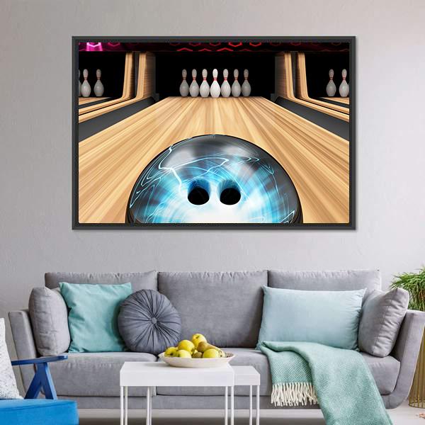 Bowling Ball Ready To Hit Canvas Wall Art-1 Piece-Floating Frame-24" x 16"-Tiaracle