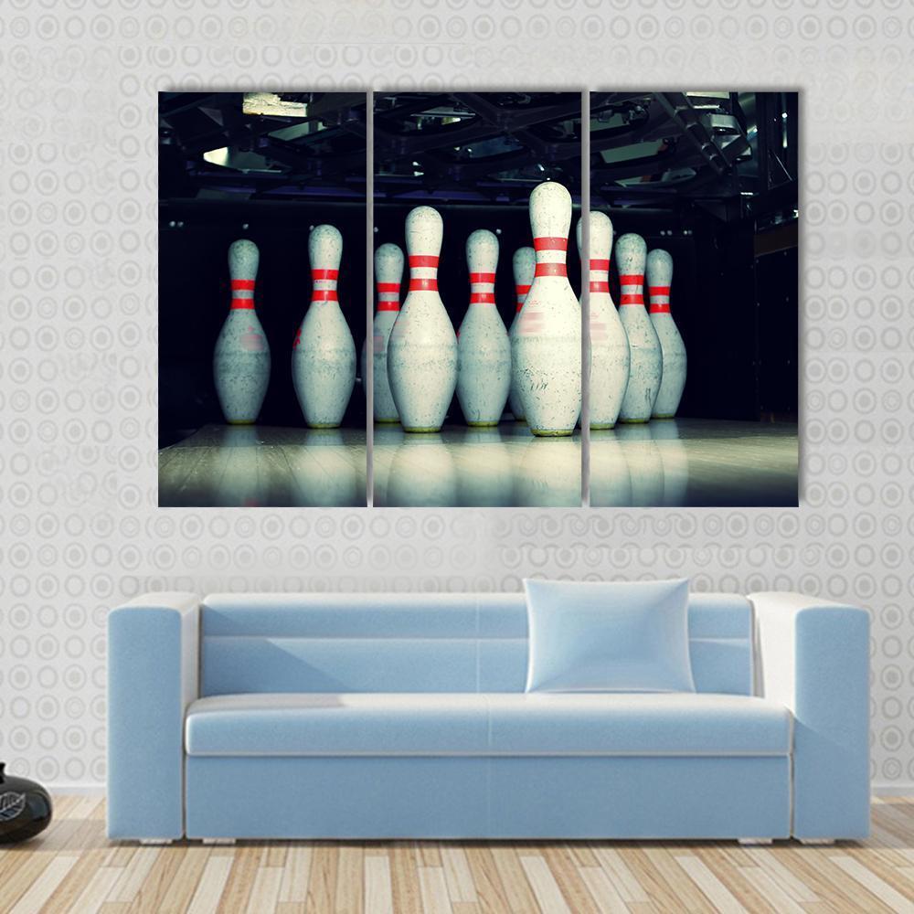 Bowling Pins Closeup Canvas Wall Art-3 Horizontal-Gallery Wrap-37" x 24"-Tiaracle