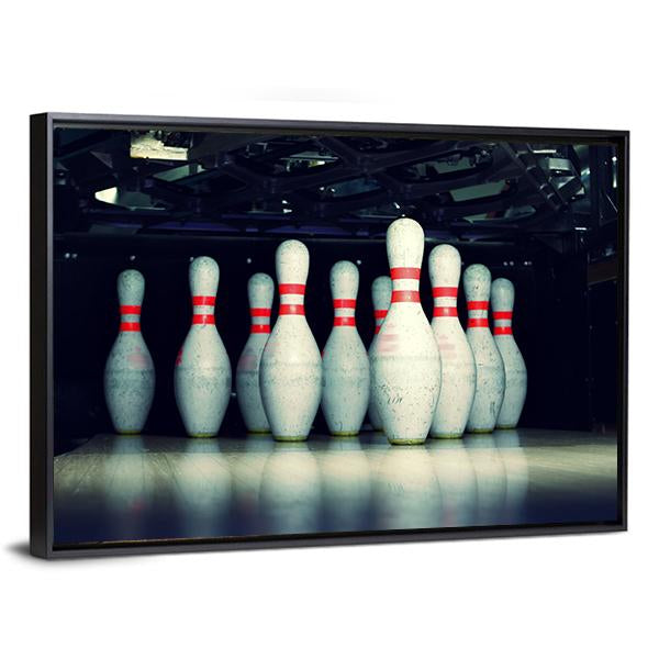 Bowling Pins Closeup Canvas Wall Art-3 Horizontal-Gallery Wrap-25" x 16"-Tiaracle