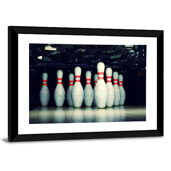 Bowling Pins Closeup Canvas Wall Art-3 Horizontal-Gallery Wrap-25" x 16"-Tiaracle