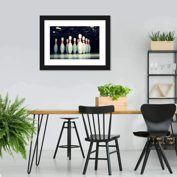 Bowling Pins Closeup Canvas Wall Art-3 Horizontal-Gallery Wrap-25" x 16"-Tiaracle