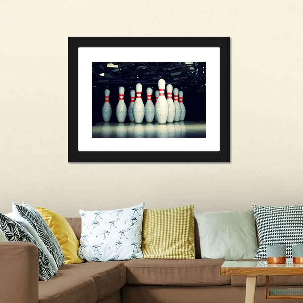 Bowling Pins Closeup Canvas Wall Art-3 Horizontal-Gallery Wrap-25" x 16"-Tiaracle