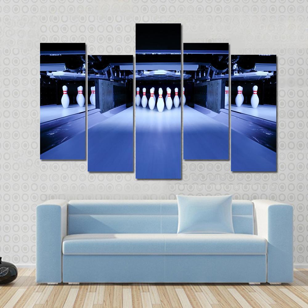 Bowling Pins Canvas Wall Art-5 Pop-Gallery Wrap-47" x 32"-Tiaracle