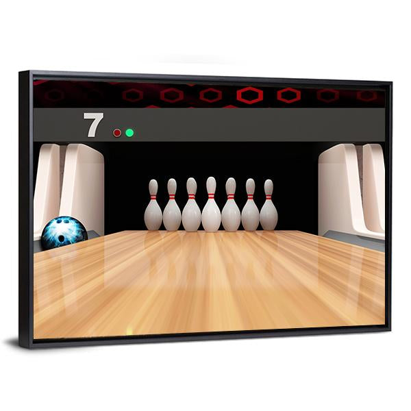 Bowling Pins On Wooden Lane Canvas Wall Art-3 Horizontal-Gallery Wrap-25" x 16"-Tiaracle