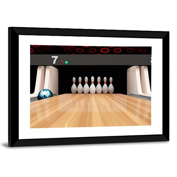 Bowling Pins On Wooden Lane Canvas Wall Art-3 Horizontal-Gallery Wrap-25" x 16"-Tiaracle