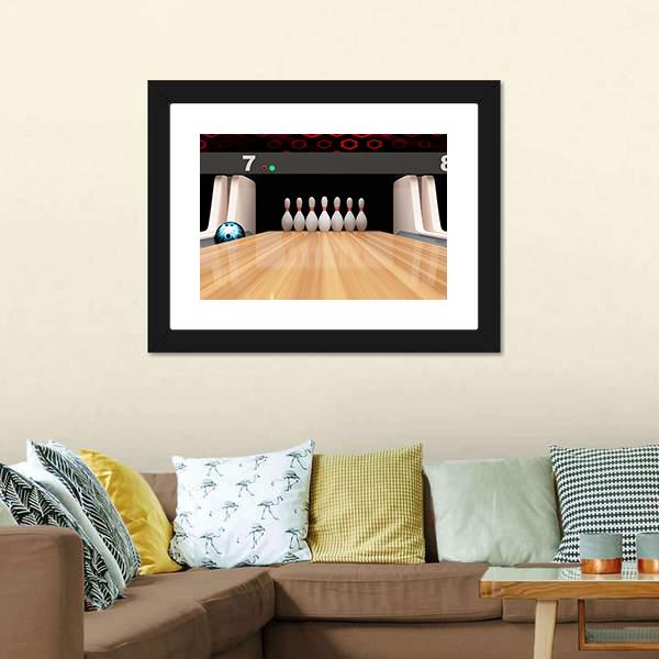 Bowling Pins On Wooden Lane Canvas Wall Art-3 Horizontal-Gallery Wrap-25" x 16"-Tiaracle