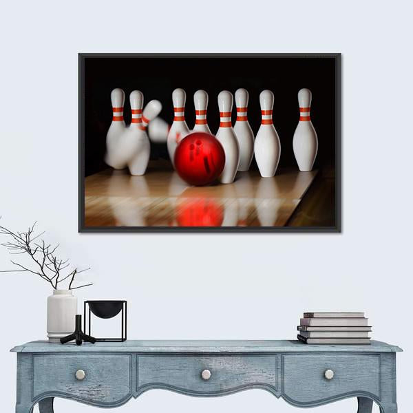 Bowling Strike Canvas Wall Art-1 Piece-Floating Frame-24" x 16"-Tiaracle