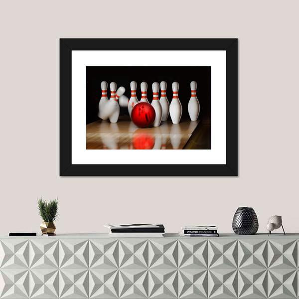 Bowling Strike Canvas Wall Art-1 Piece-Framed Print-20" x 16"-Tiaracle