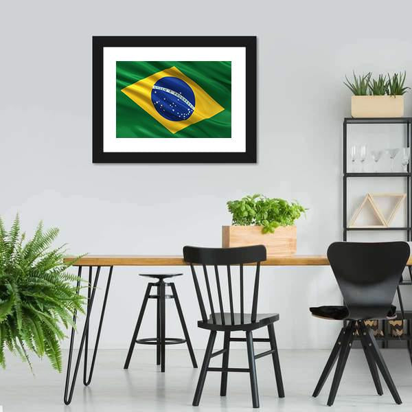 Waving Brazil Flag Canvas Wall Art-3 Horizontal-Gallery Wrap-25" x 16"-Tiaracle