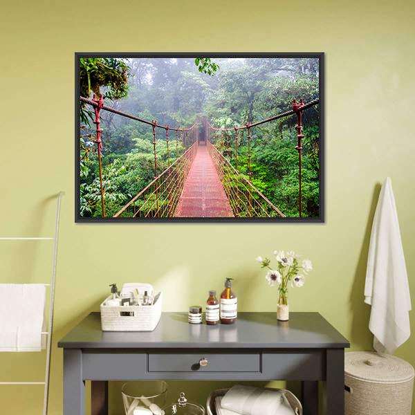 Bridge In Rain Forest Canvas Wall Art-3 Horizontal-Gallery Wrap-25" x 16"-Tiaracle