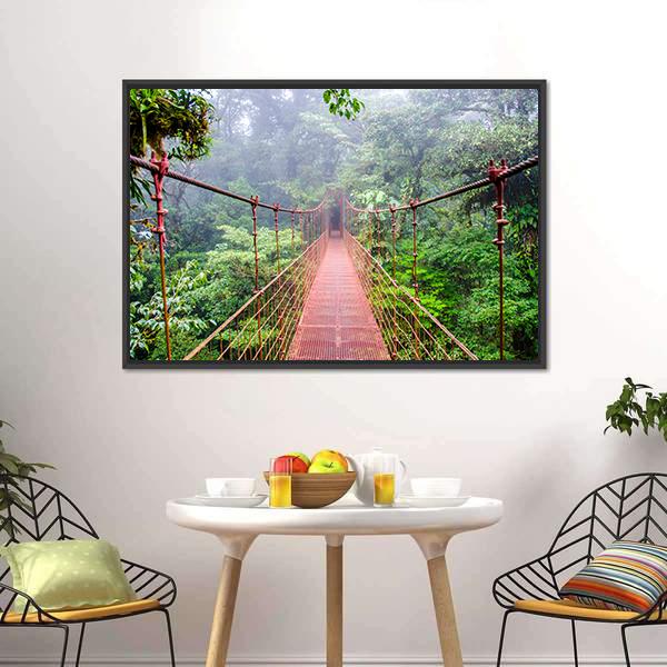 Bridge In Rain Forest Canvas Wall Art-3 Horizontal-Gallery Wrap-25" x 16"-Tiaracle