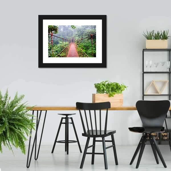 Bridge In Rain Forest Canvas Wall Art-3 Horizontal-Gallery Wrap-25" x 16"-Tiaracle