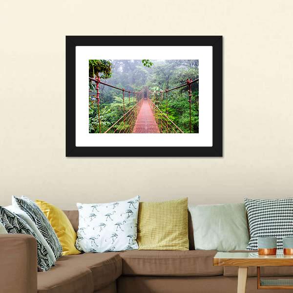 Bridge In Rain Forest Canvas Wall Art-3 Horizontal-Gallery Wrap-25" x 16"-Tiaracle