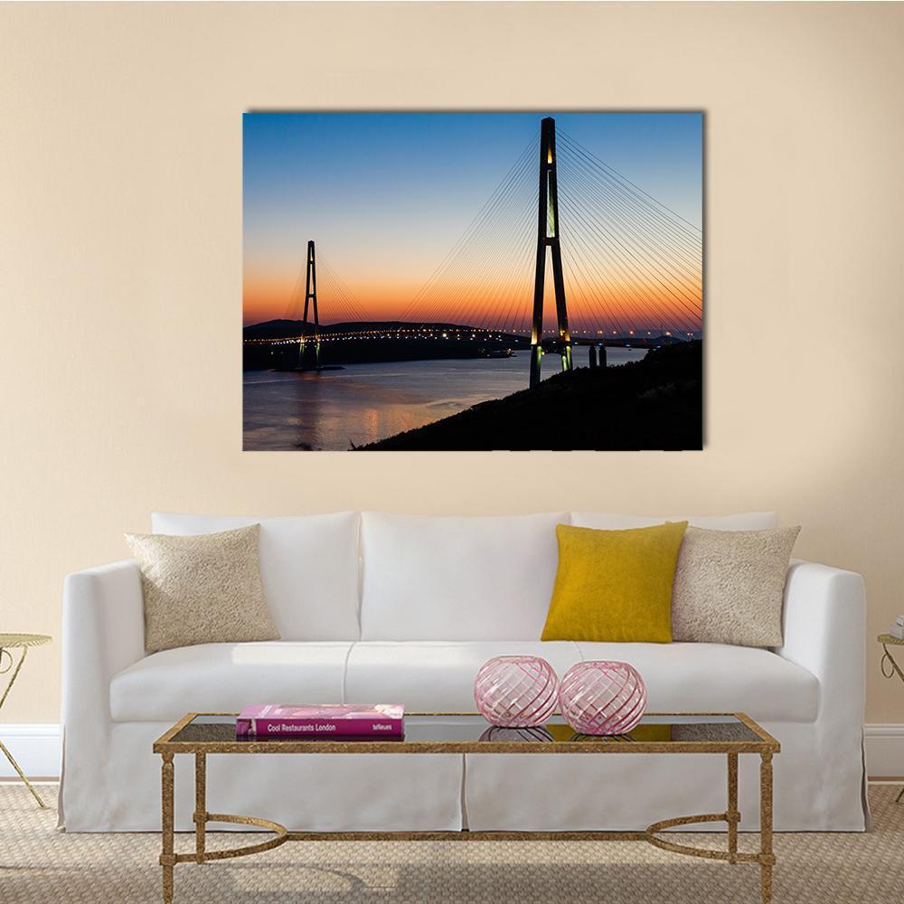 Bridge On Russian Island Canvas Wall Art-1 Piece-Gallery Wrap-48" x 32"-Tiaracle