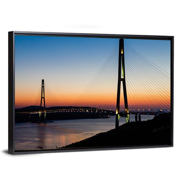 Bridge On Russian Island Canvas Wall Art-3 Horizontal-Gallery Wrap-25" x 16"-Tiaracle