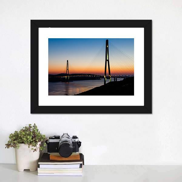 Bridge On Russian Island Canvas Wall Art-1 Piece-Framed Print-20" x 16"-Tiaracle