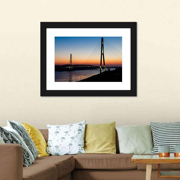 Bridge On Russian Island Canvas Wall Art-3 Horizontal-Gallery Wrap-25" x 16"-Tiaracle