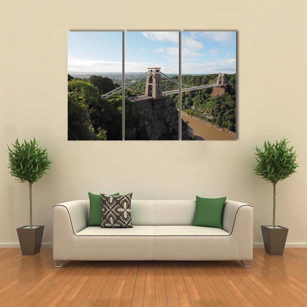 Bridge Spanning Avon Gorge Canvas Wall Art-3 Horizontal-Gallery Wrap-37" x 24"-Tiaracle
