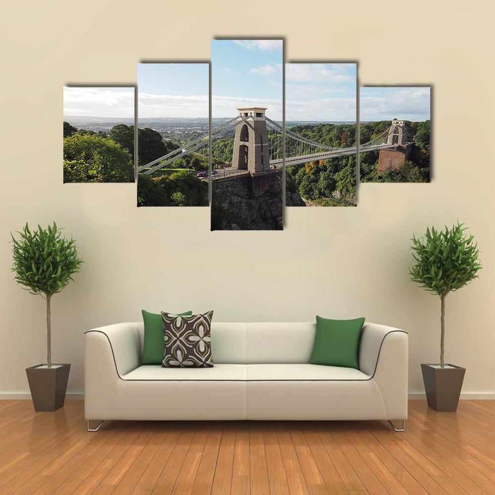 Bridge Spanning Avon Gorge Canvas Wall Art-5 Star-Gallery Wrap-62" x 32"-Tiaracle