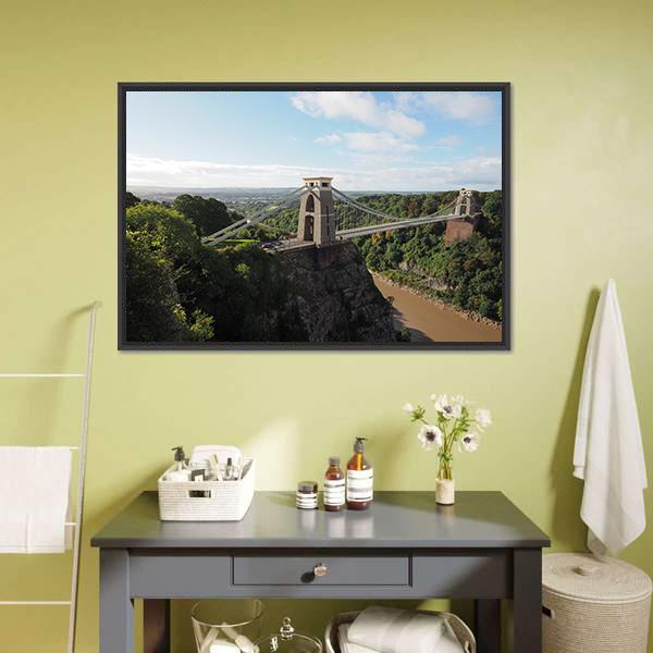 Bridge Spanning Avon Gorge Canvas Wall Art-3 Horizontal-Gallery Wrap-25" x 16"-Tiaracle