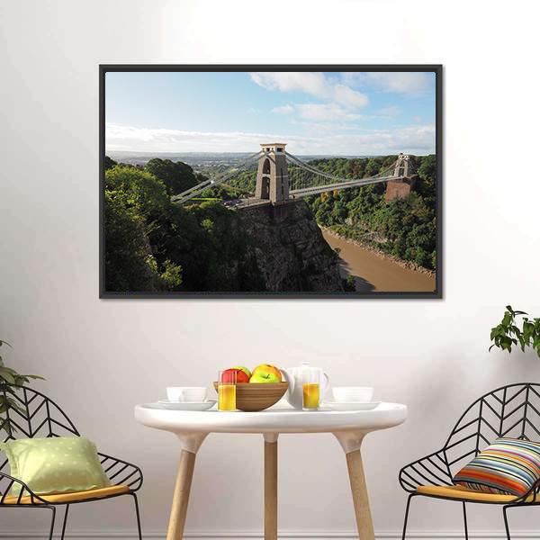Bridge Spanning Avon Gorge Canvas Wall Art-3 Horizontal-Gallery Wrap-25" x 16"-Tiaracle