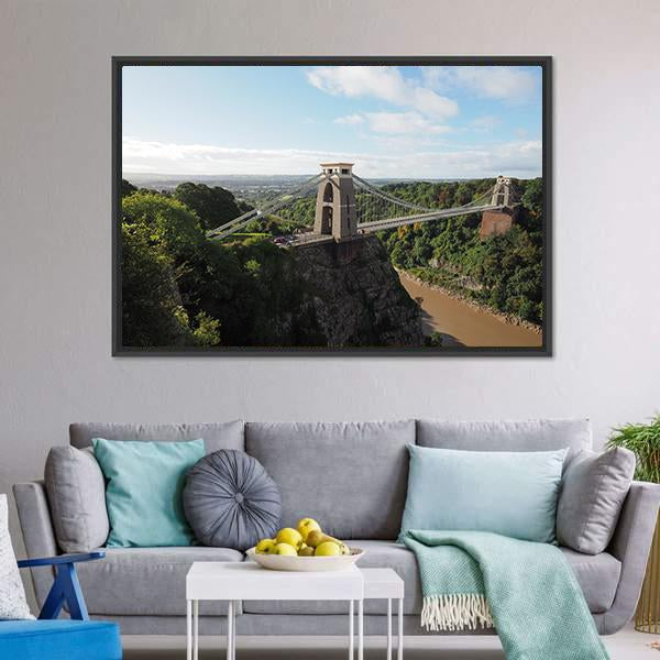 Bridge Spanning Avon Gorge Canvas Wall Art-1 Piece-Floating Frame-24" x 16"-Tiaracle