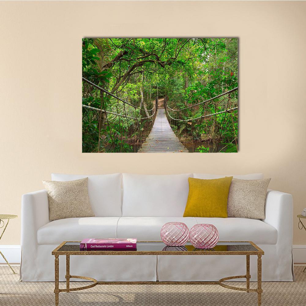 Bridge To The Jungle Canvas Wall Art-1 Piece-Gallery Wrap-48" x 32"-Tiaracle