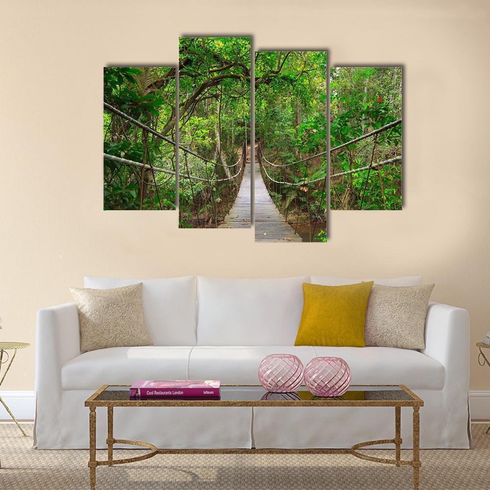 Bridge To The Jungle Canvas Wall Art-4 Pop-Gallery Wrap-50" x 32"-Tiaracle