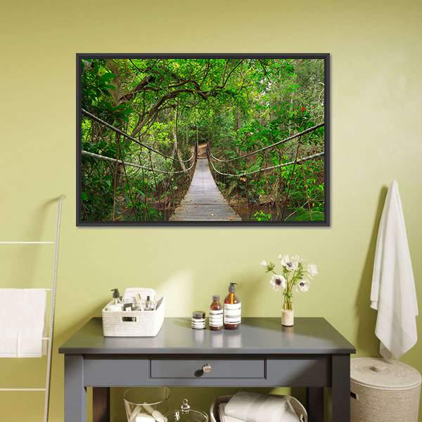 Bridge To The Jungle Canvas Wall Art-3 Horizontal-Gallery Wrap-25" x 16"-Tiaracle