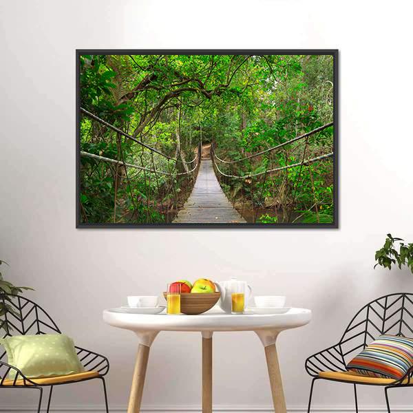 Bridge To The Jungle Canvas Wall Art-3 Horizontal-Gallery Wrap-25" x 16"-Tiaracle