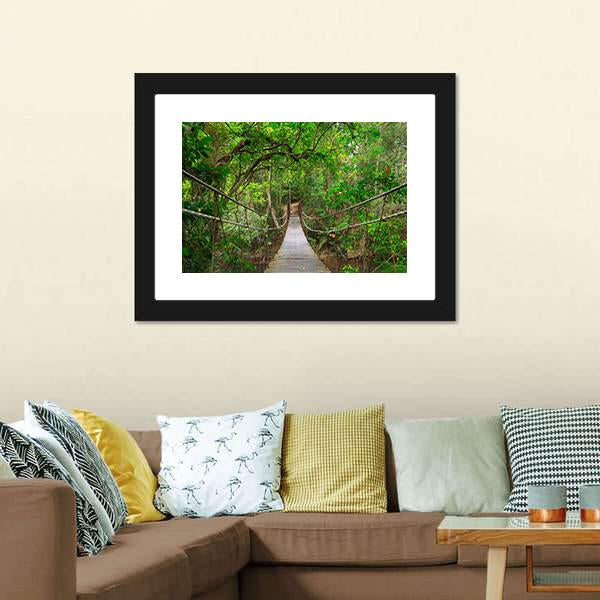 Bridge To The Jungle Canvas Wall Art-3 Horizontal-Gallery Wrap-25" x 16"-Tiaracle