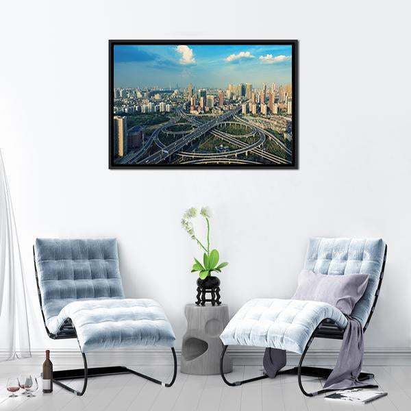 Bridges Under Blue Sky Canvas Wall Art-3 Horizontal-Gallery Wrap-25" x 16"-Tiaracle