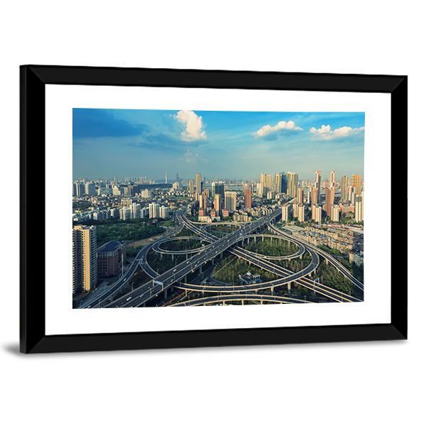 Bridges Under Blue Sky Canvas Wall Art-3 Horizontal-Gallery Wrap-25" x 16"-Tiaracle