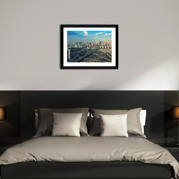 Bridges Under Blue Sky Canvas Wall Art-3 Horizontal-Gallery Wrap-25" x 16"-Tiaracle