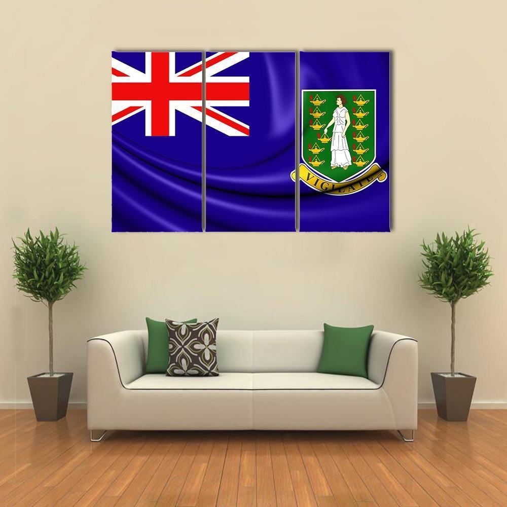 British Virgin Islands Flag Canvas Wall Art-3 Horizontal-Gallery Wrap-37" x 24"-Tiaracle