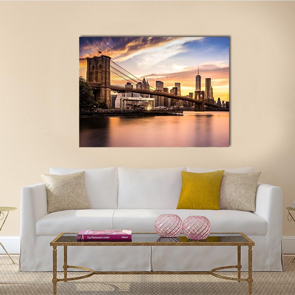 Brooklyn Bridge Park Canvas Wall Art-1 Piece-Gallery Wrap-48" x 32"-Tiaracle