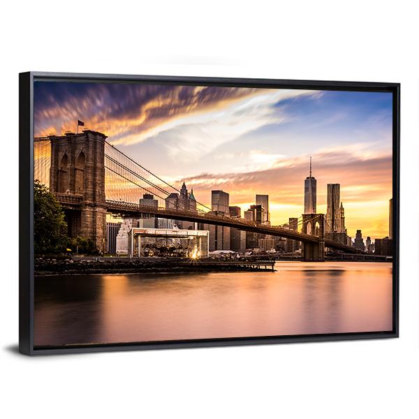 Brooklyn Bridge Park Canvas Wall Art-3 Horizontal-Gallery Wrap-25" x 16"-Tiaracle