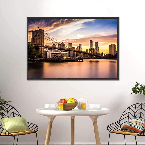 Brooklyn Bridge Park Canvas Wall Art-3 Horizontal-Gallery Wrap-25" x 16"-Tiaracle